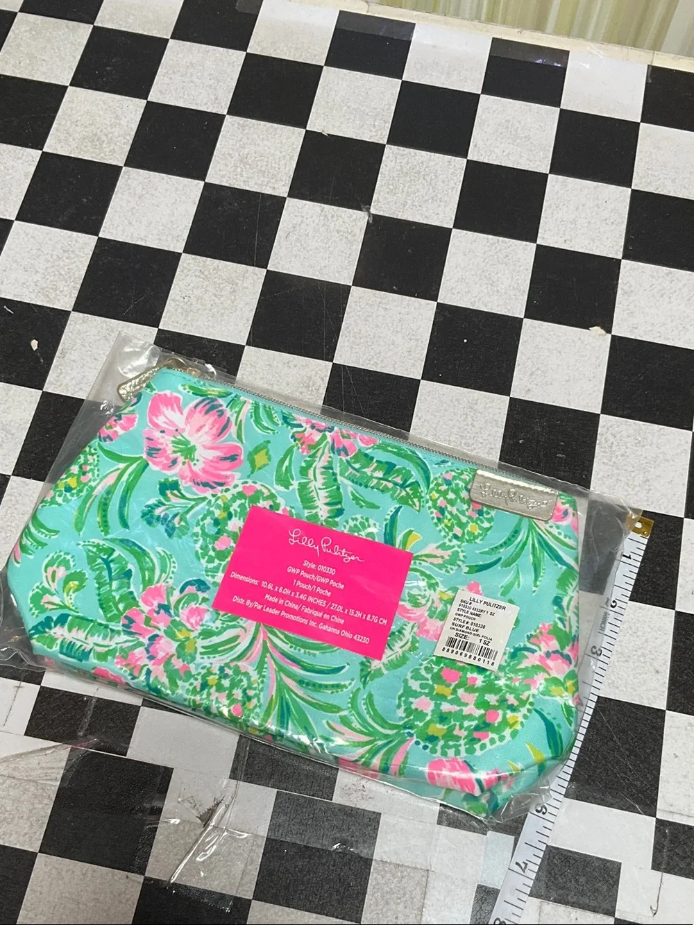 Lilly Pulitzer Turquoise & Pink Floral Zip Pouch - Picture 5 of 5